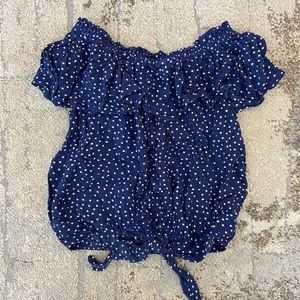 Blue/White Off the Shoulder Top